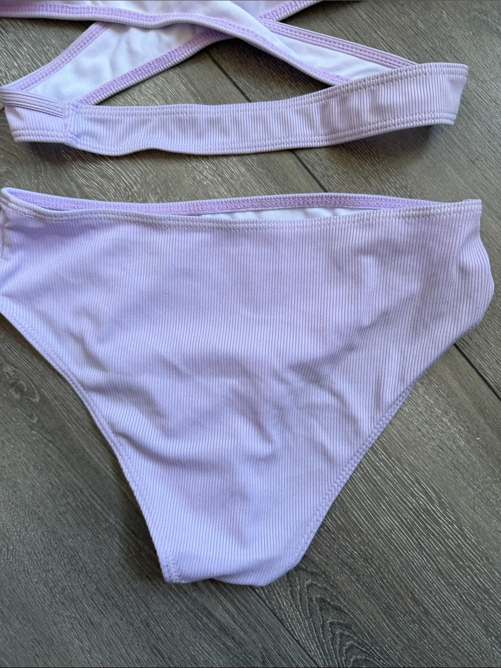 Lilac Ribbed Wrap Bikini Set - Picture 4 of 6